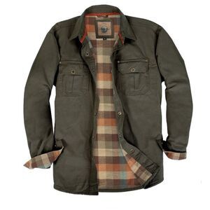 GIOBERTI Olive Green 100% Cotton & Soft Twill Shirt Jacket w/ Flannel Lining-XL